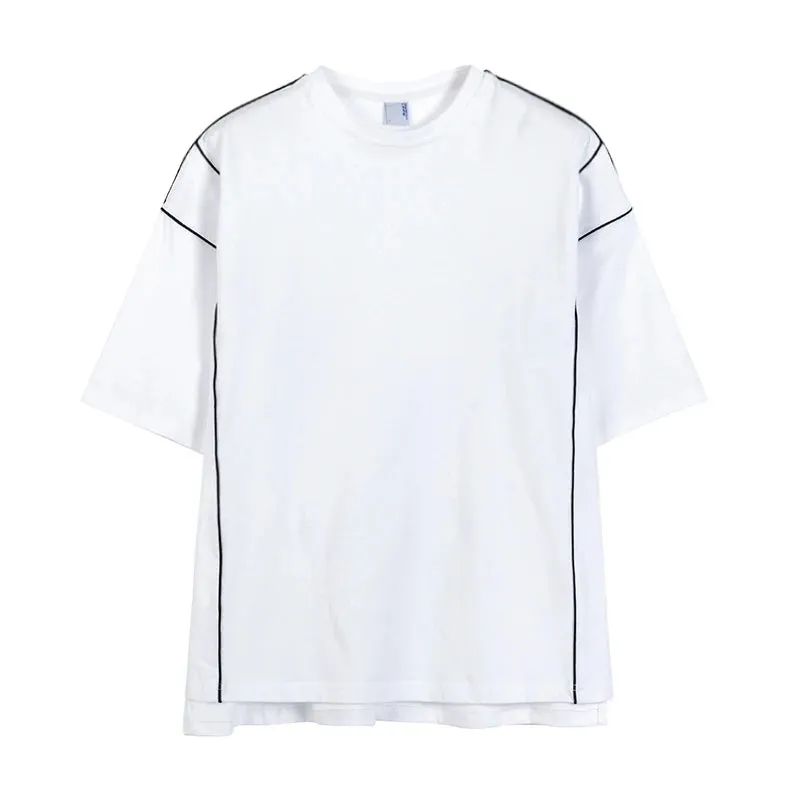Men's T-shirt Wear Reflective Short-sleeved Fashion Cotton Clothes Black White Loose Fit Tops Round Neck 9Y2228