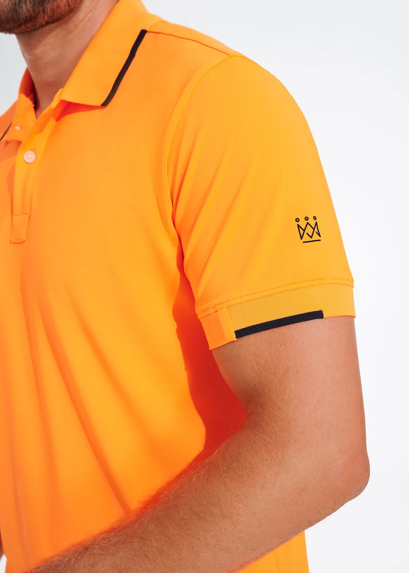Performance Tipped Polo | Orange w/ Navy Tipping