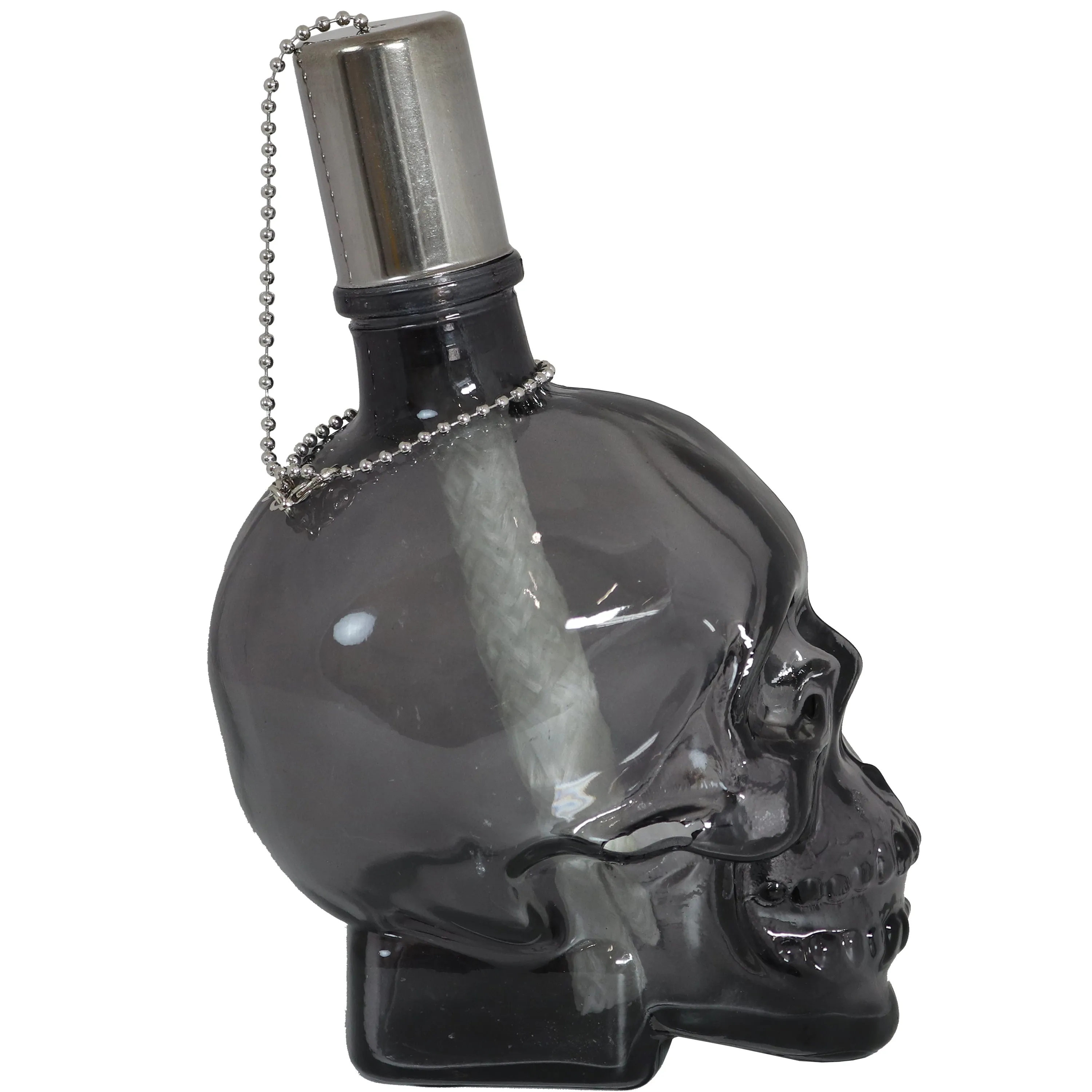 Sunnydaze Grinning Skull Glass Tabletop Torches