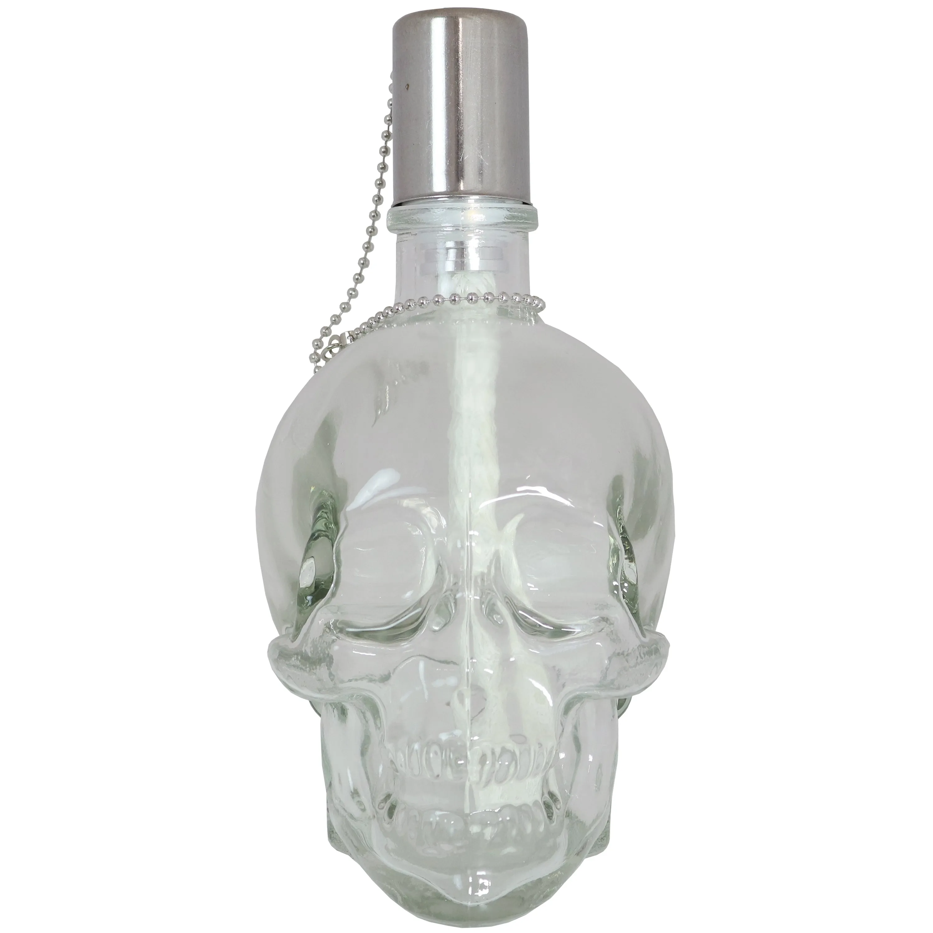 Sunnydaze Grinning Skull Glass Tabletop Torches